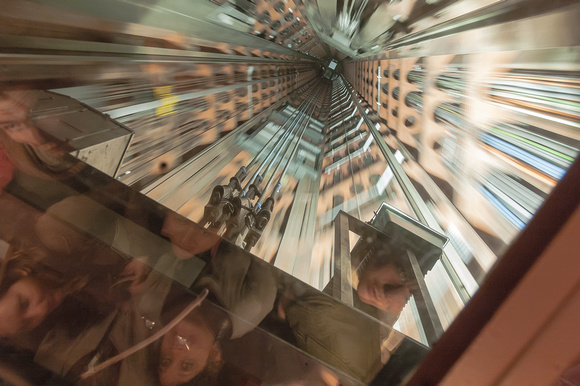 View Through the Elevator Roof in Brussels Atomium